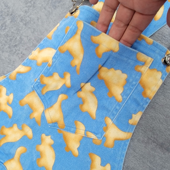 Crescent Creepers women's dinosaur nuggets all over print shorts overalls - Picture 3 of 9